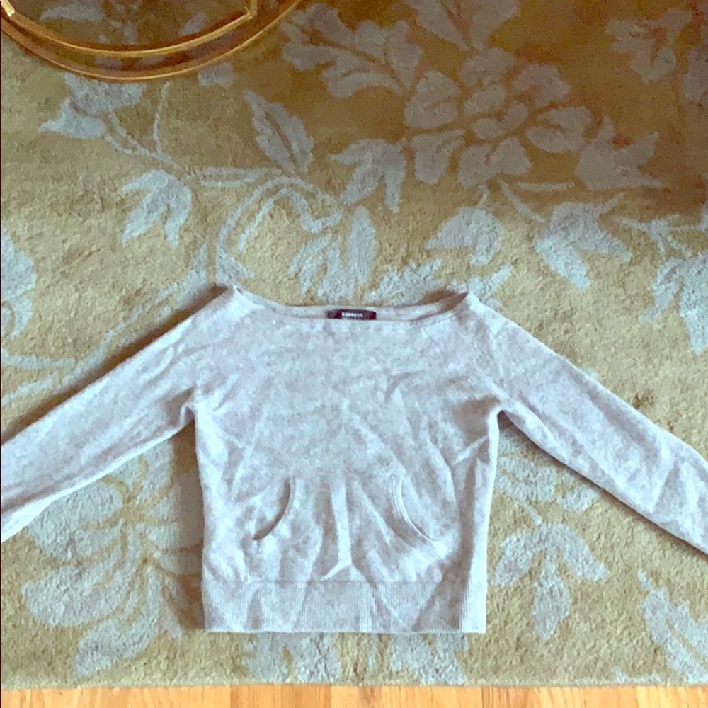 100% Cashmere Grey Express Crop Sweater